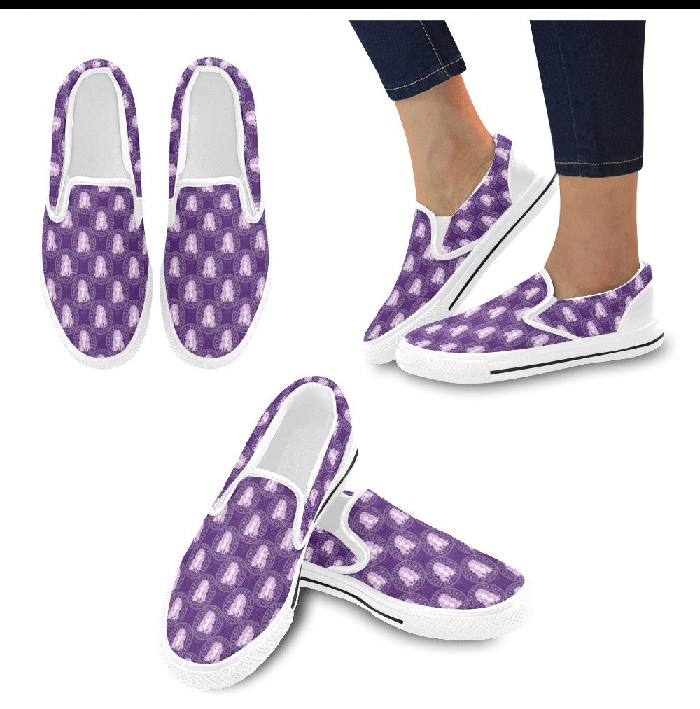Virgo Print Design LKS301 White Slip Ons Canvas Women's Shoes
