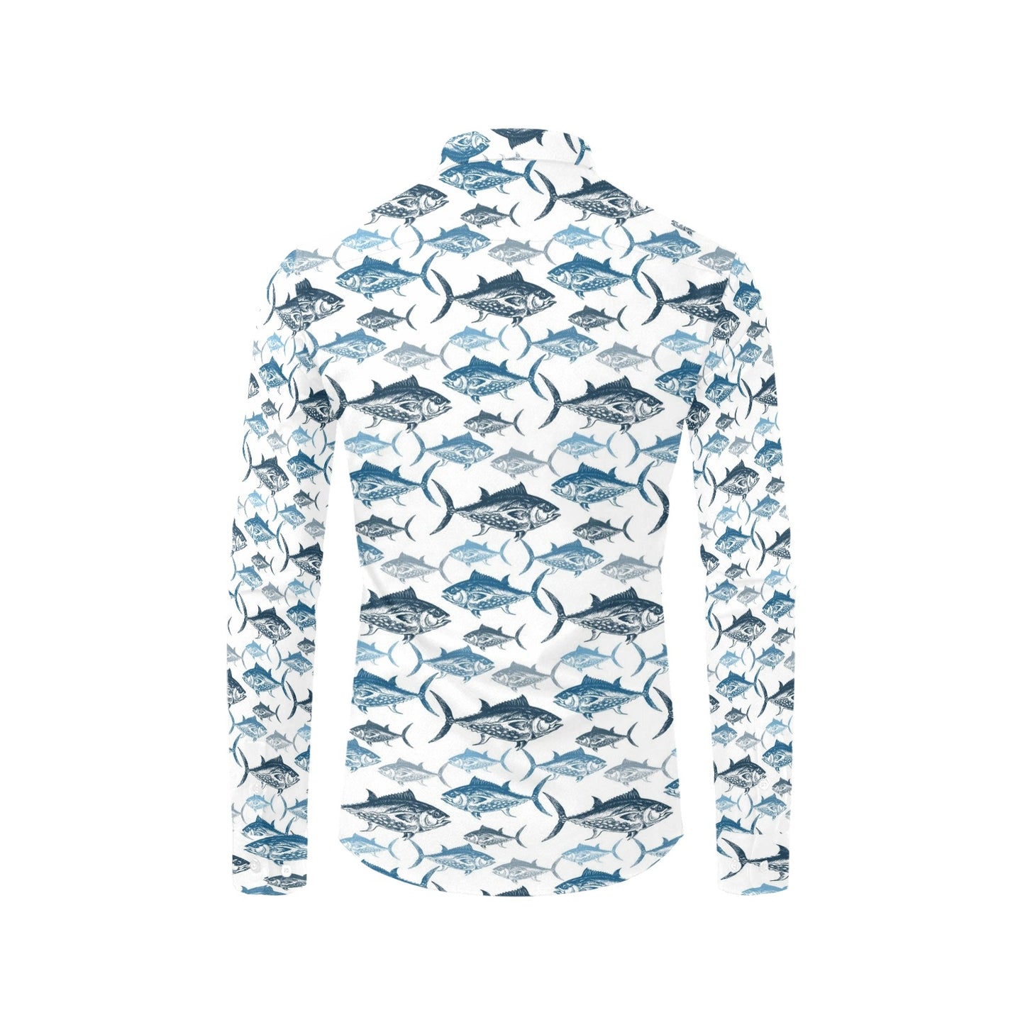 Tuna Fish Print Design LKS303 Men's Long Sleeve Dress Shirt