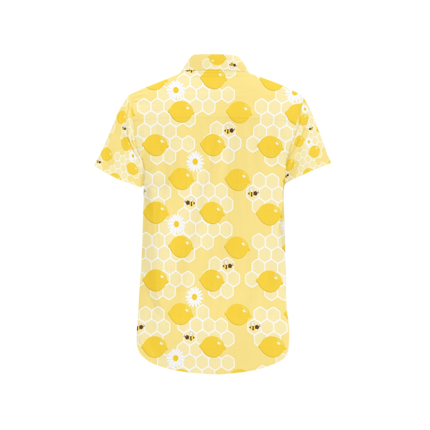 Honey Bee Honeycomb Print Design LKS3010 Men Short Sleeve Button Up Shirt