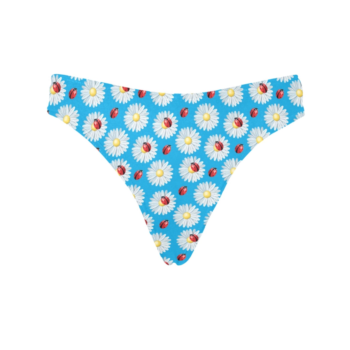 Ladybug with Daisy Themed Print Pattern Women's Thongs