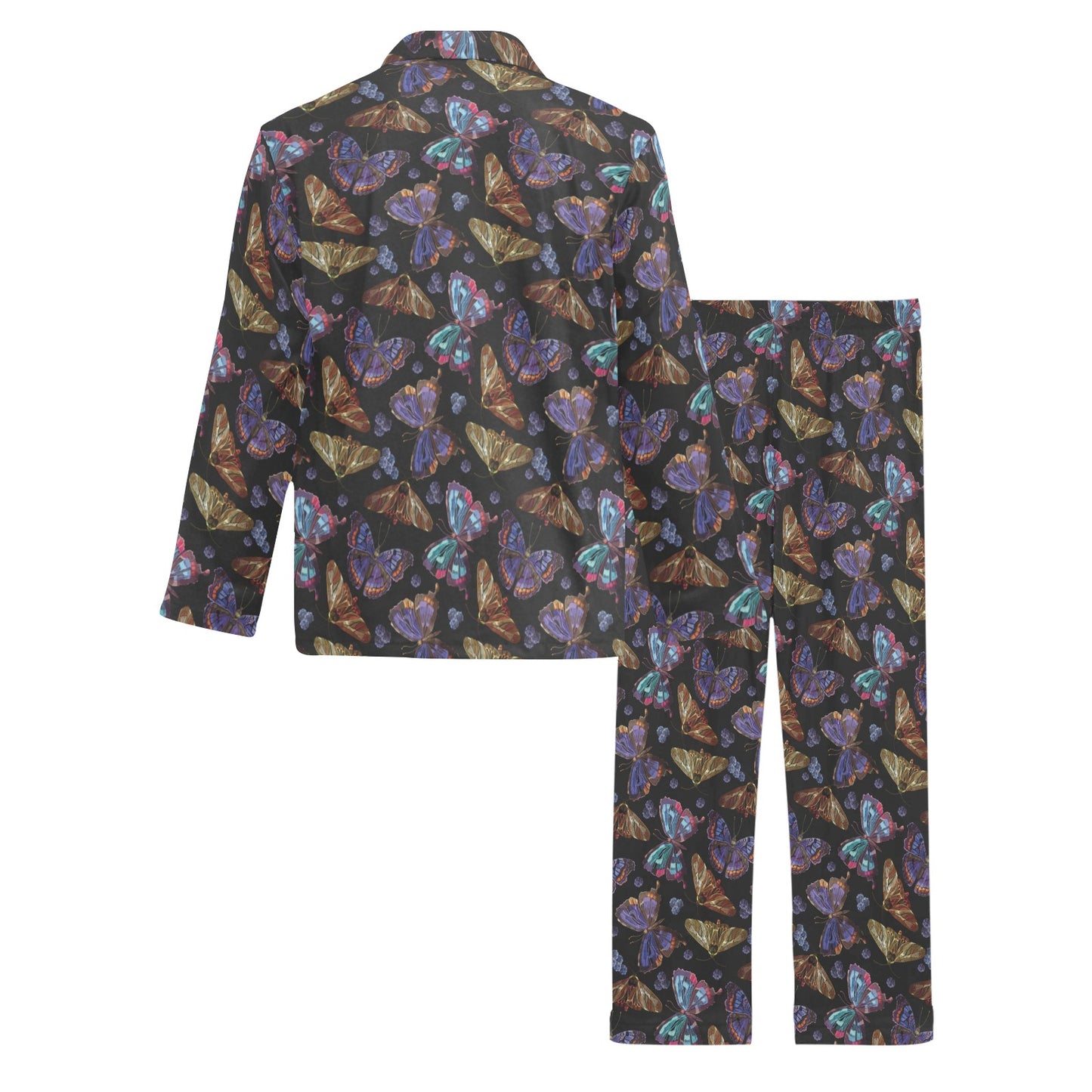 Butterfly Pattern Print Design 013 Men's Long Pajama Set