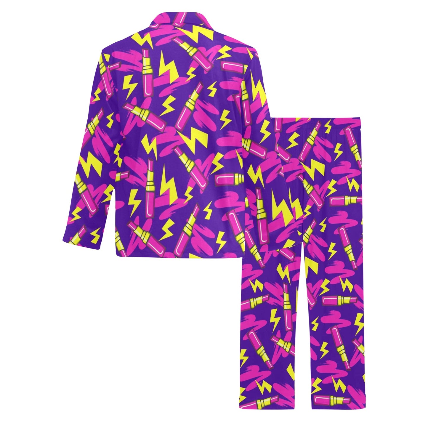 Lipstick Pattern Print Design LT04 Men's Long Pajama Set