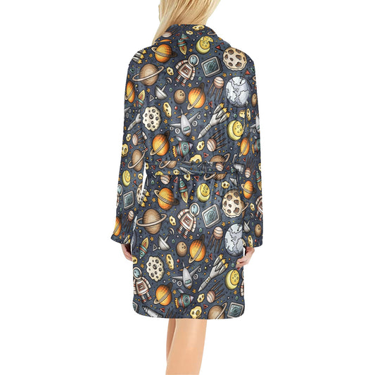 Space Pattern Print Women's Fleece Robe