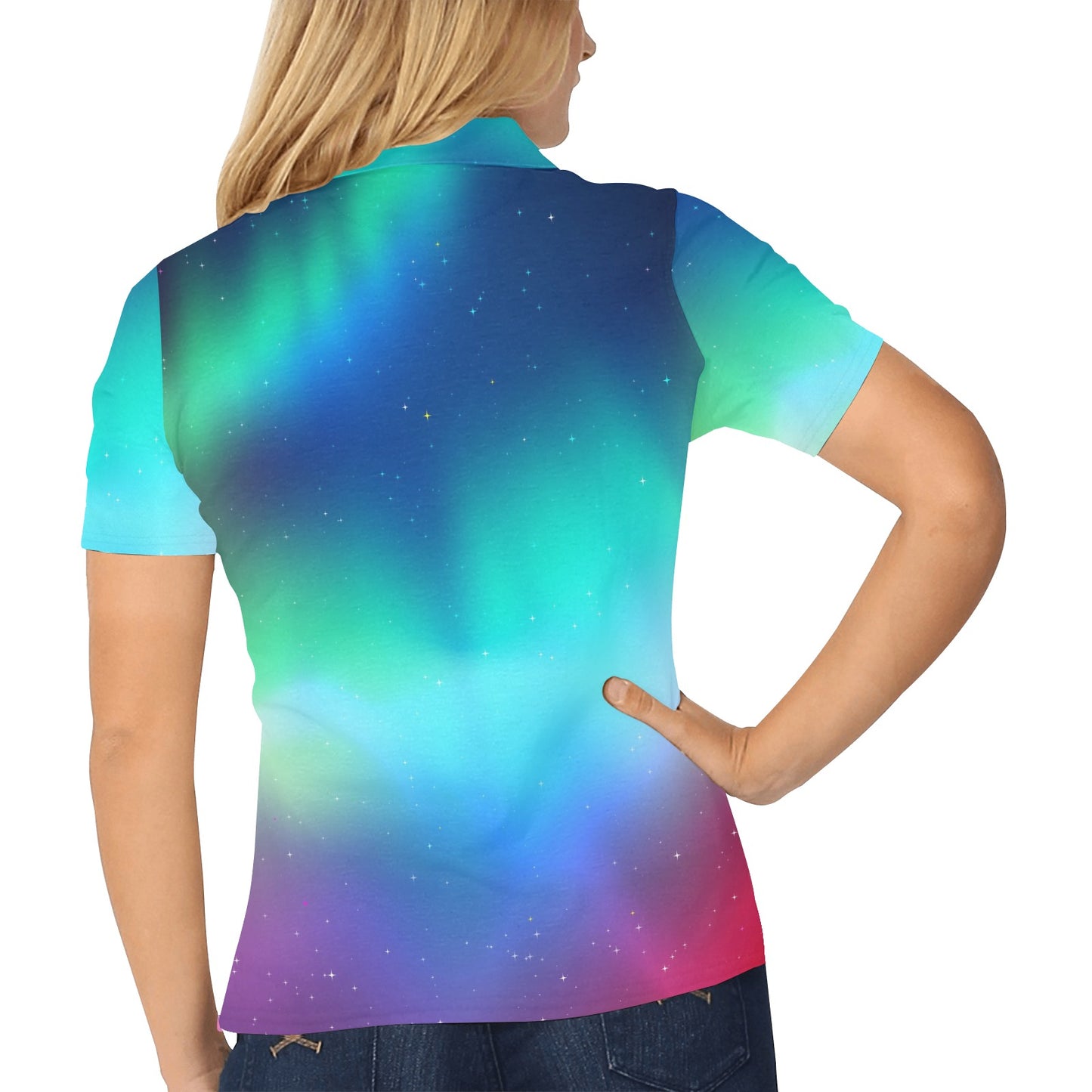 Aurora Borealis Pattern Print Design 02 Women's Polo Shirt
