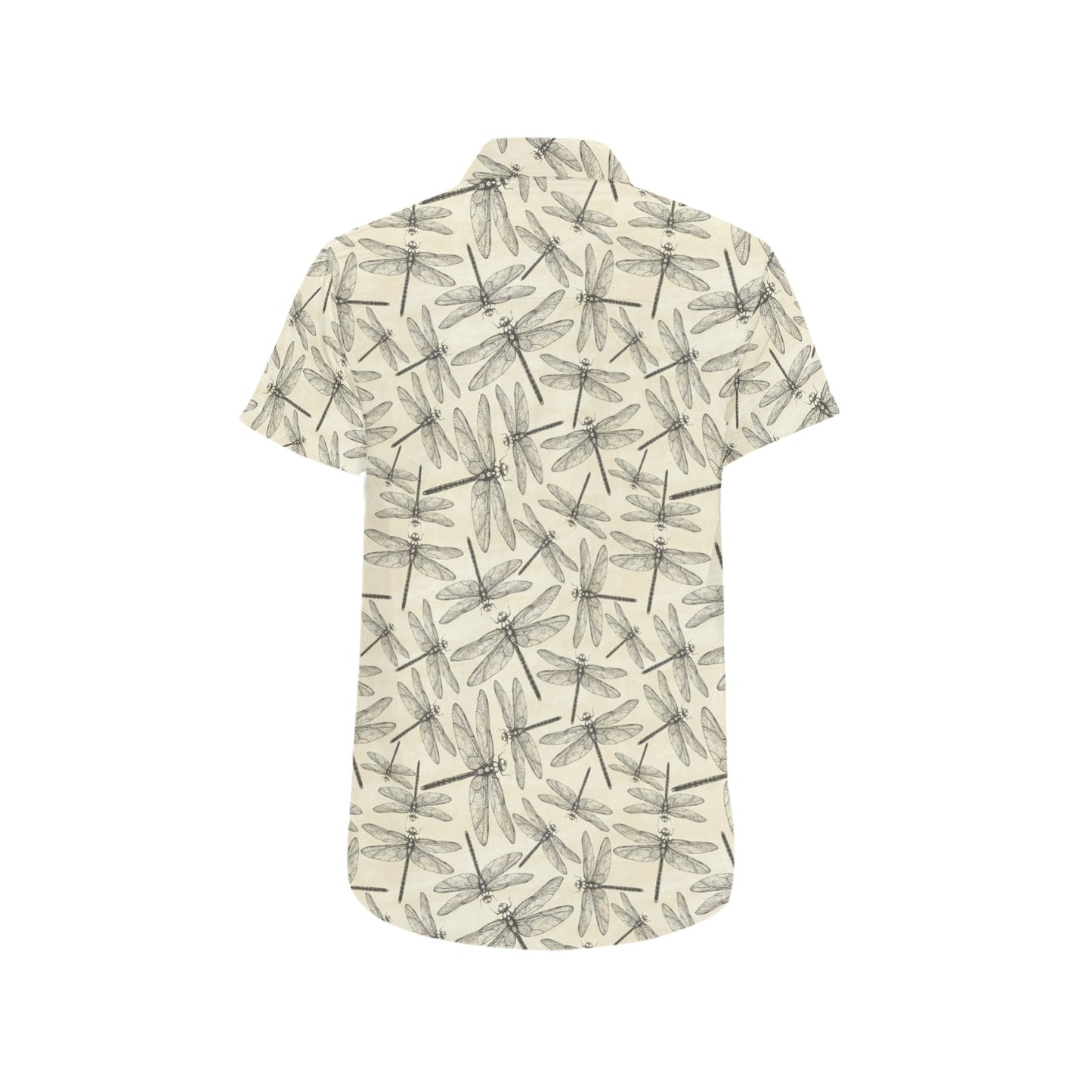 Dragonfly Print Design LKS402 Men Short Sleeve Button Up Shirt