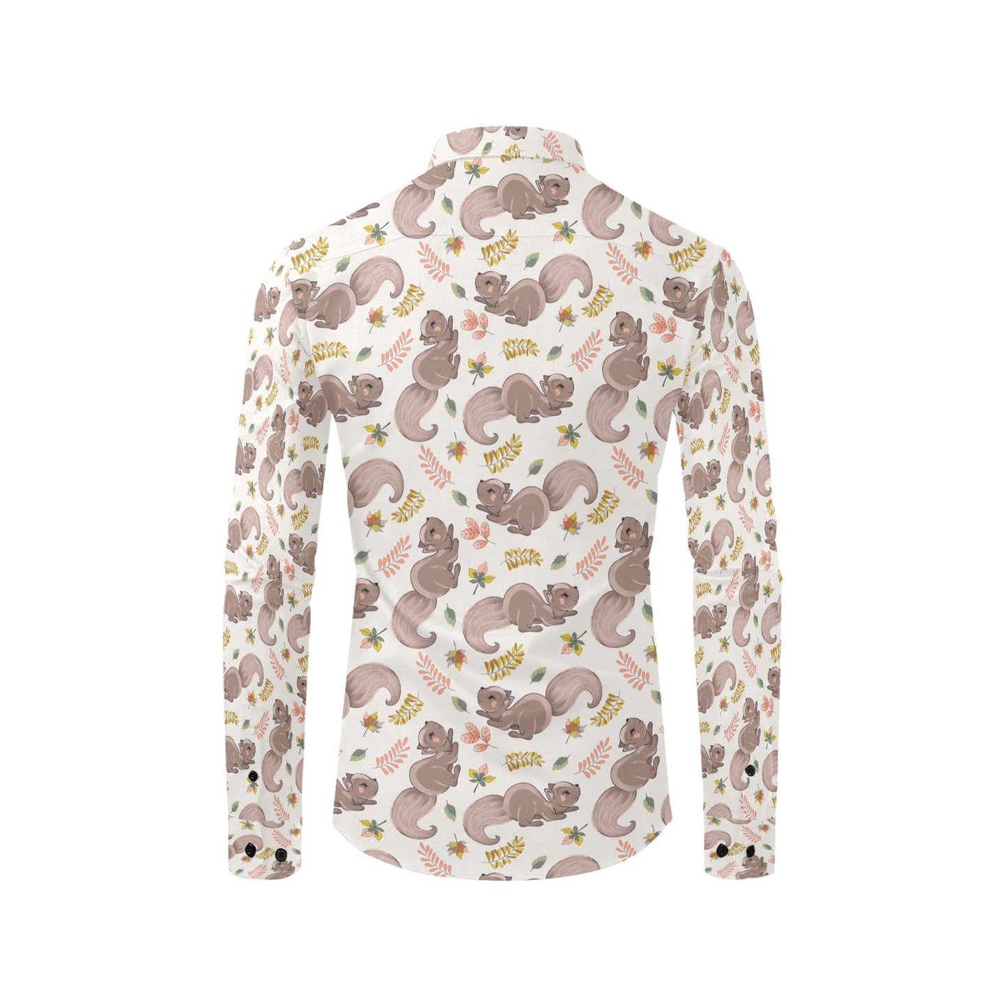 Squirrel Print Design LKS307 Men's Long Sleeve Dress Shirt