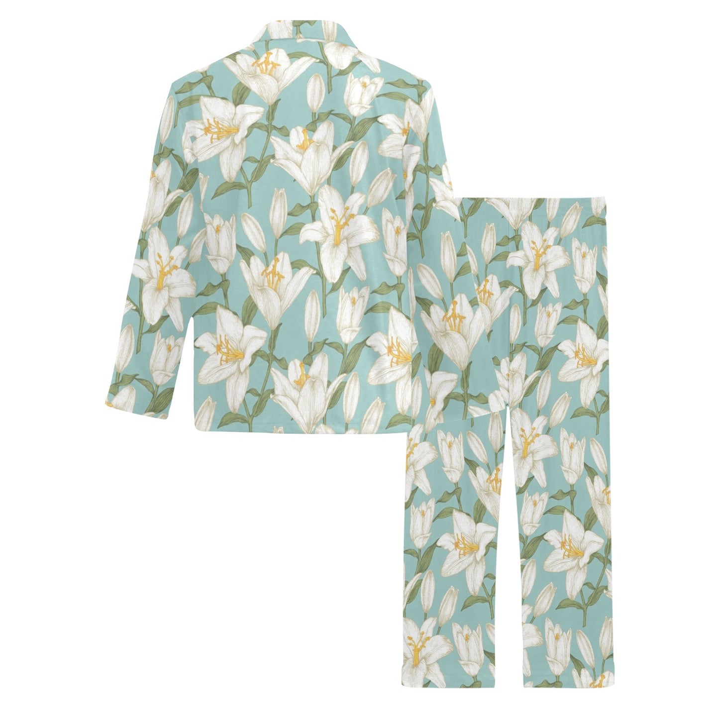 Lily Pattern Print Design LY09 Men's Long Pajama Set
