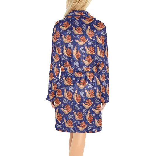 Snail Print Design LKS401 Women's Fleece Robe