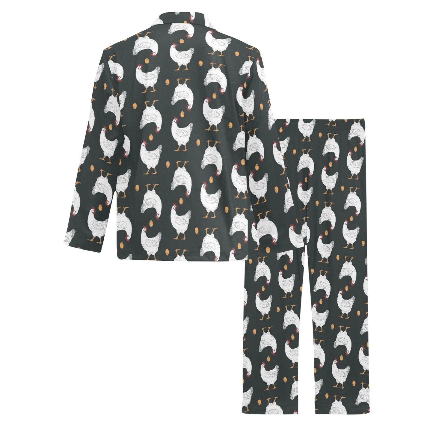 Chicken Pattern Print Design 06 Men's Long Pajama Set