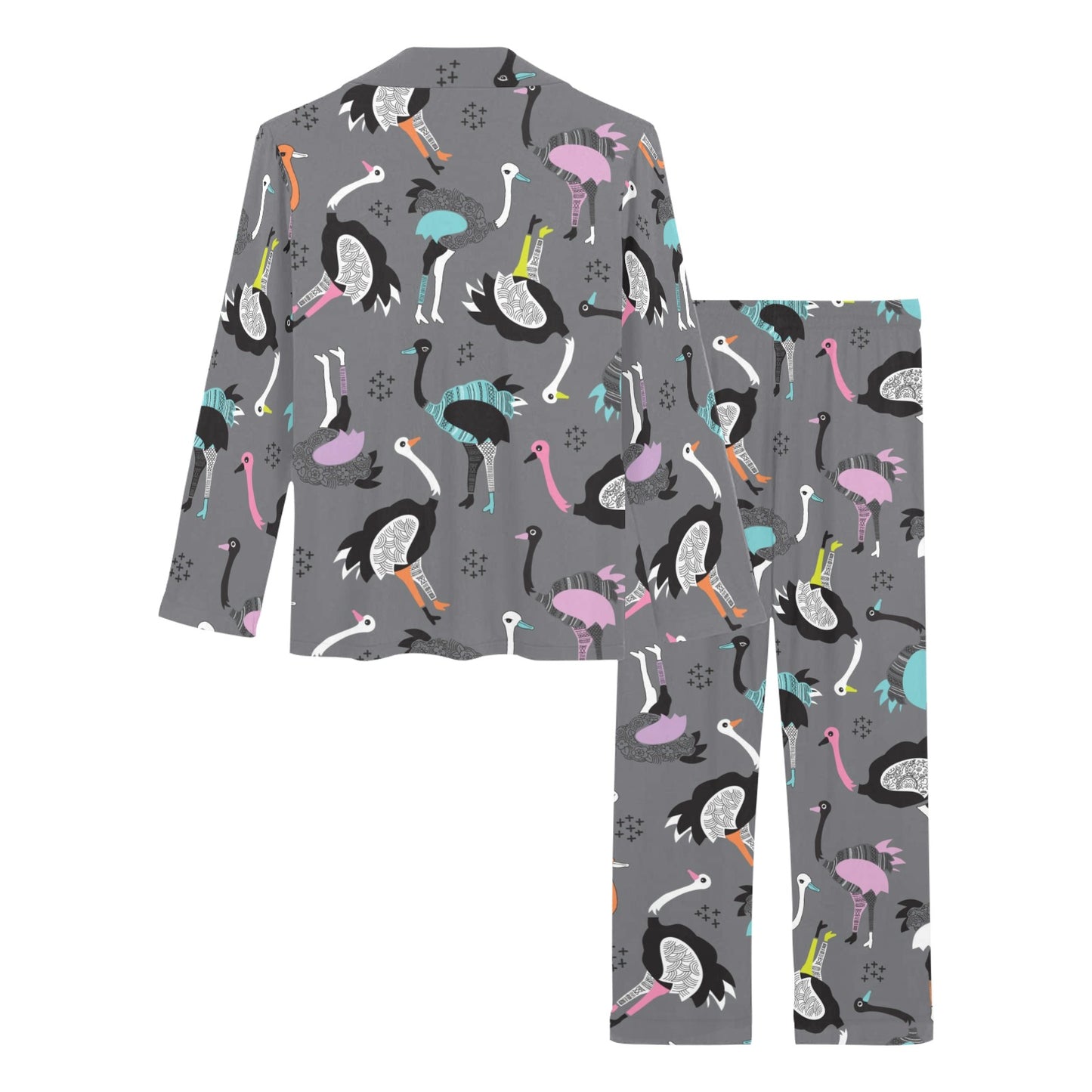 Ostrich Pattern Print Design 01 Women's Long Pajama Set