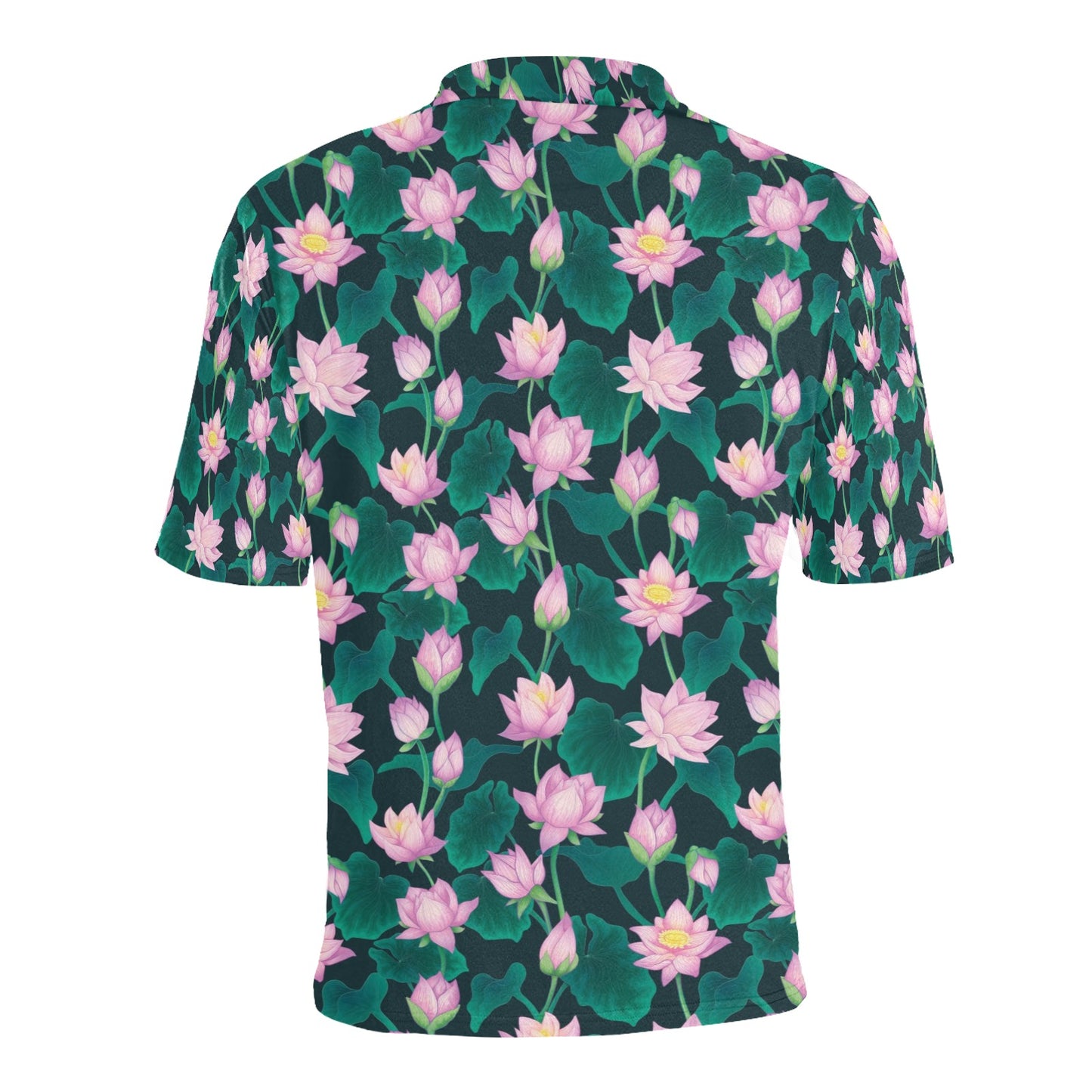 Water Lily Print Design LKS302 Men Polo Shirt
