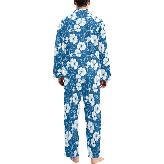 Hibiscus Pattern Print Design HB03 Men's Long Pajama Set