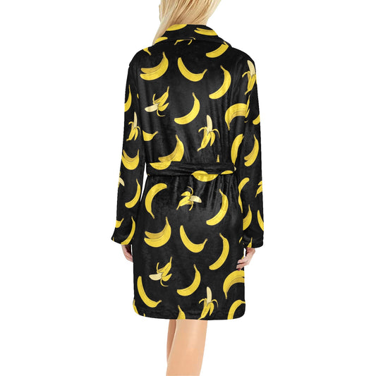 Banana Pattern Print Design BA05 Women's Fleece Robe