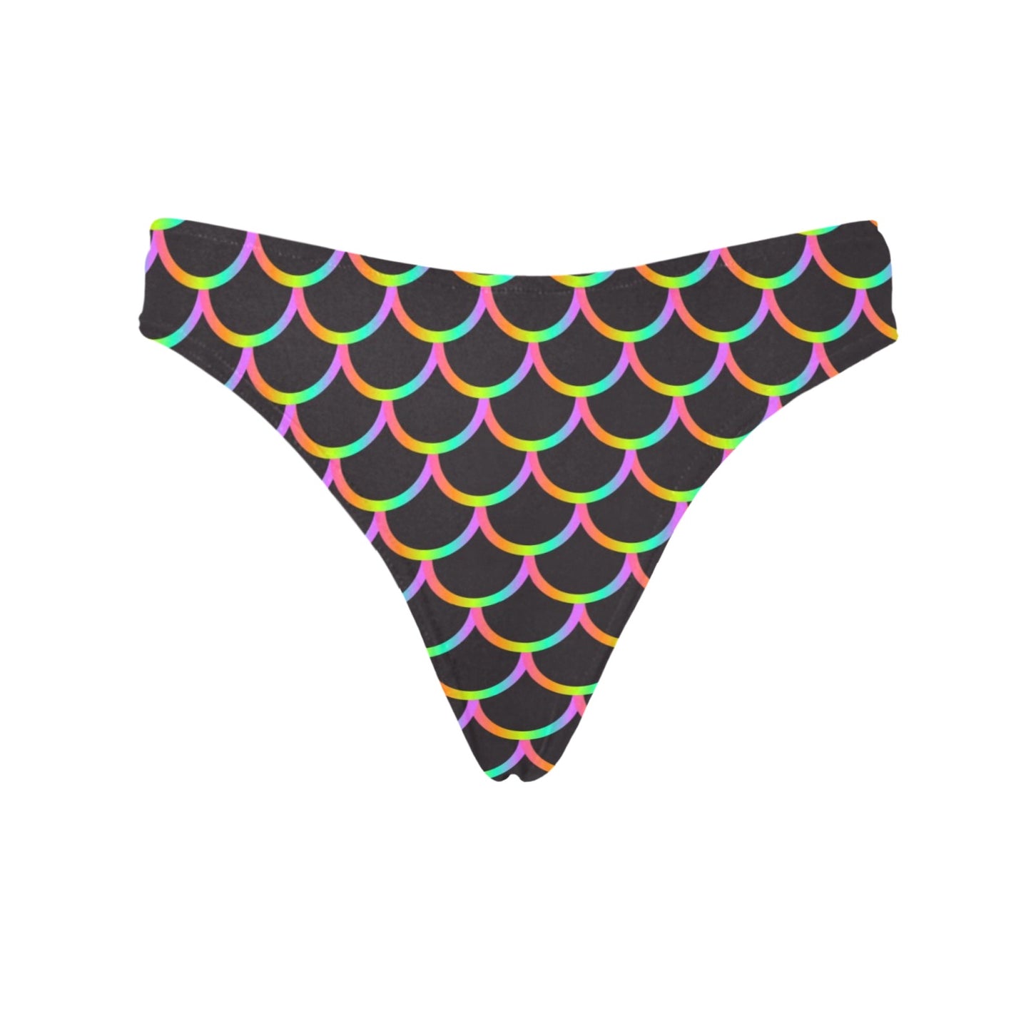 Mermaid Tail Rainbow Design Print Women's Thongs