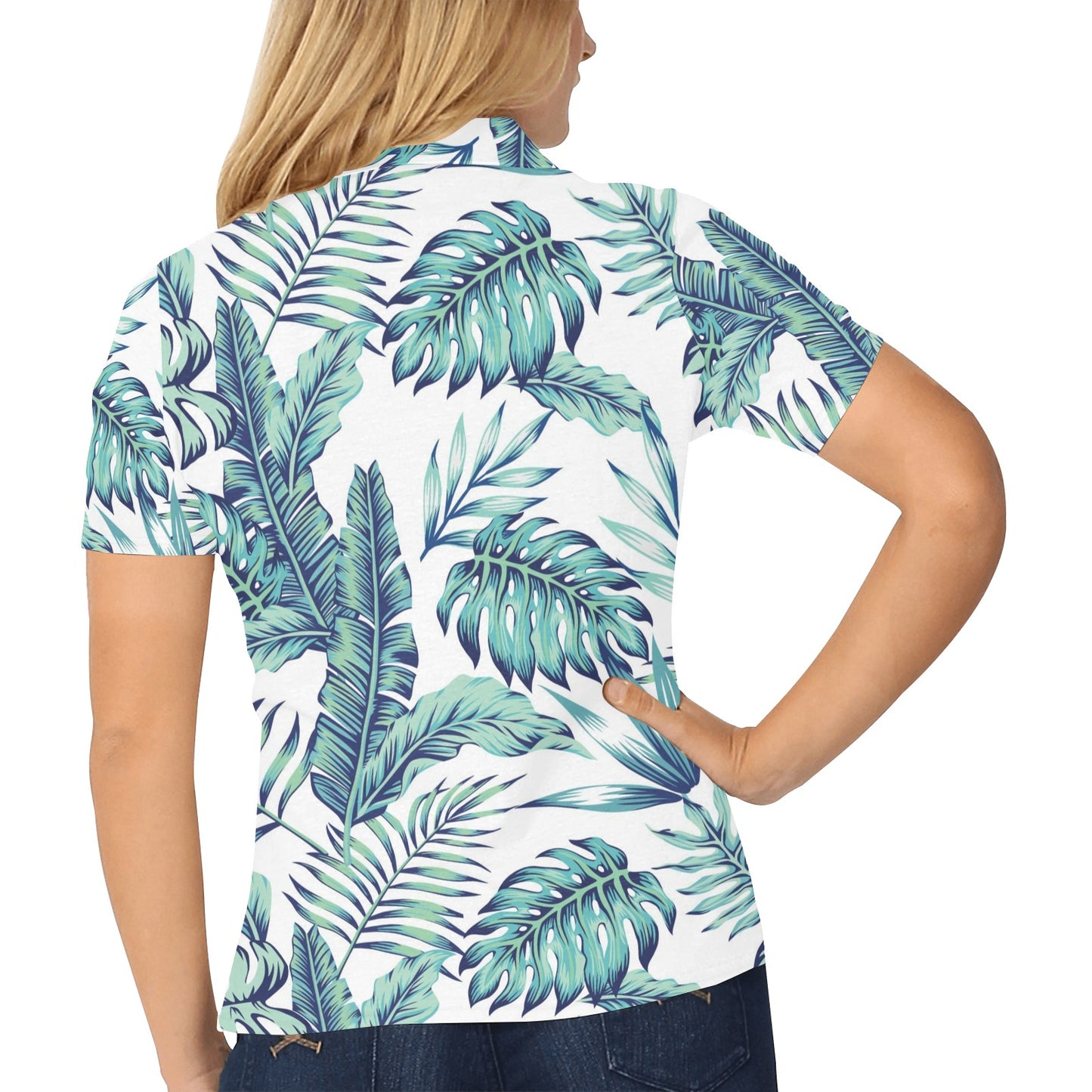 Pattern Tropical Palm Leaves Women's Polo Shirt