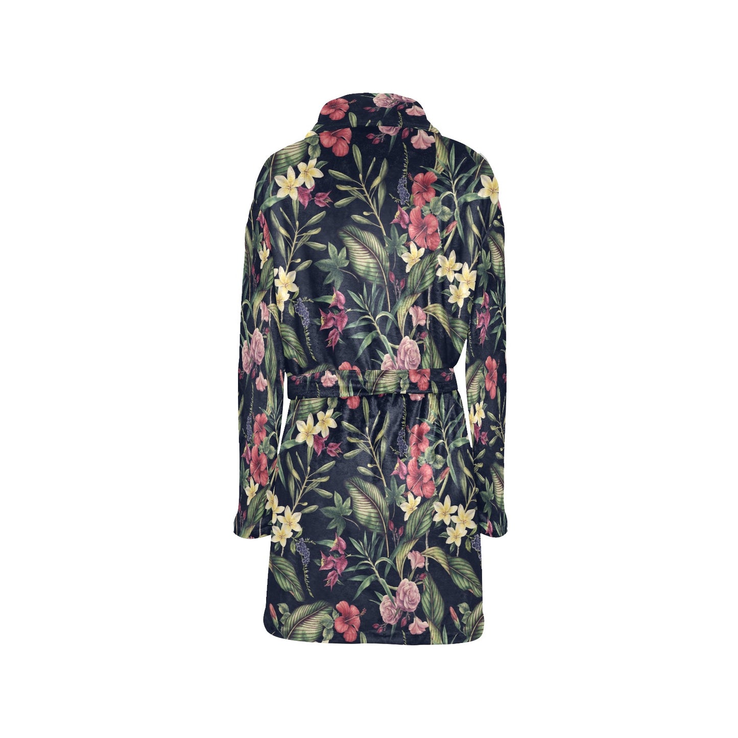 Tropical Flower Pattern Women's Fleece Robe