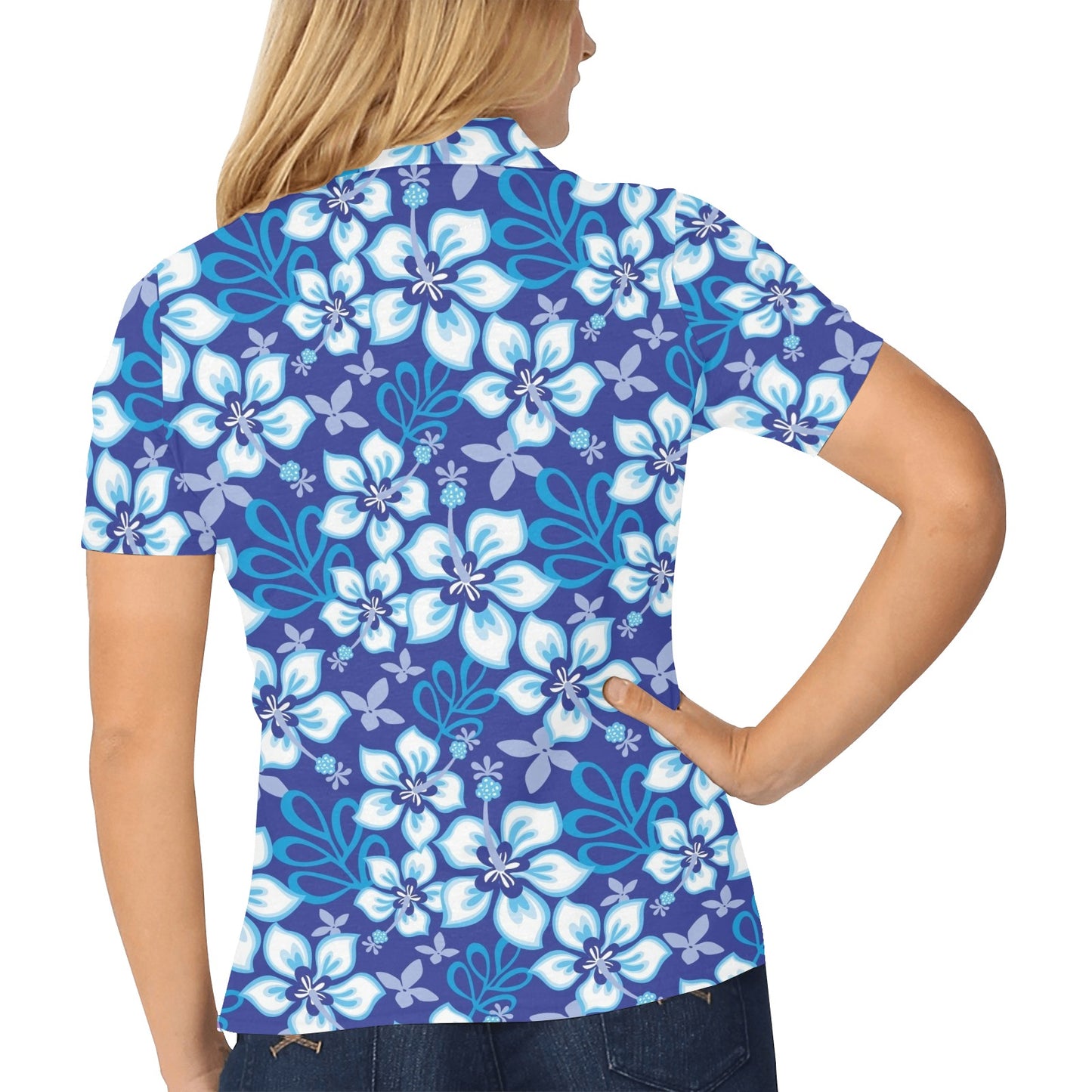 Hibiscus Pattern Print Design HB04 Women's Polo Shirt