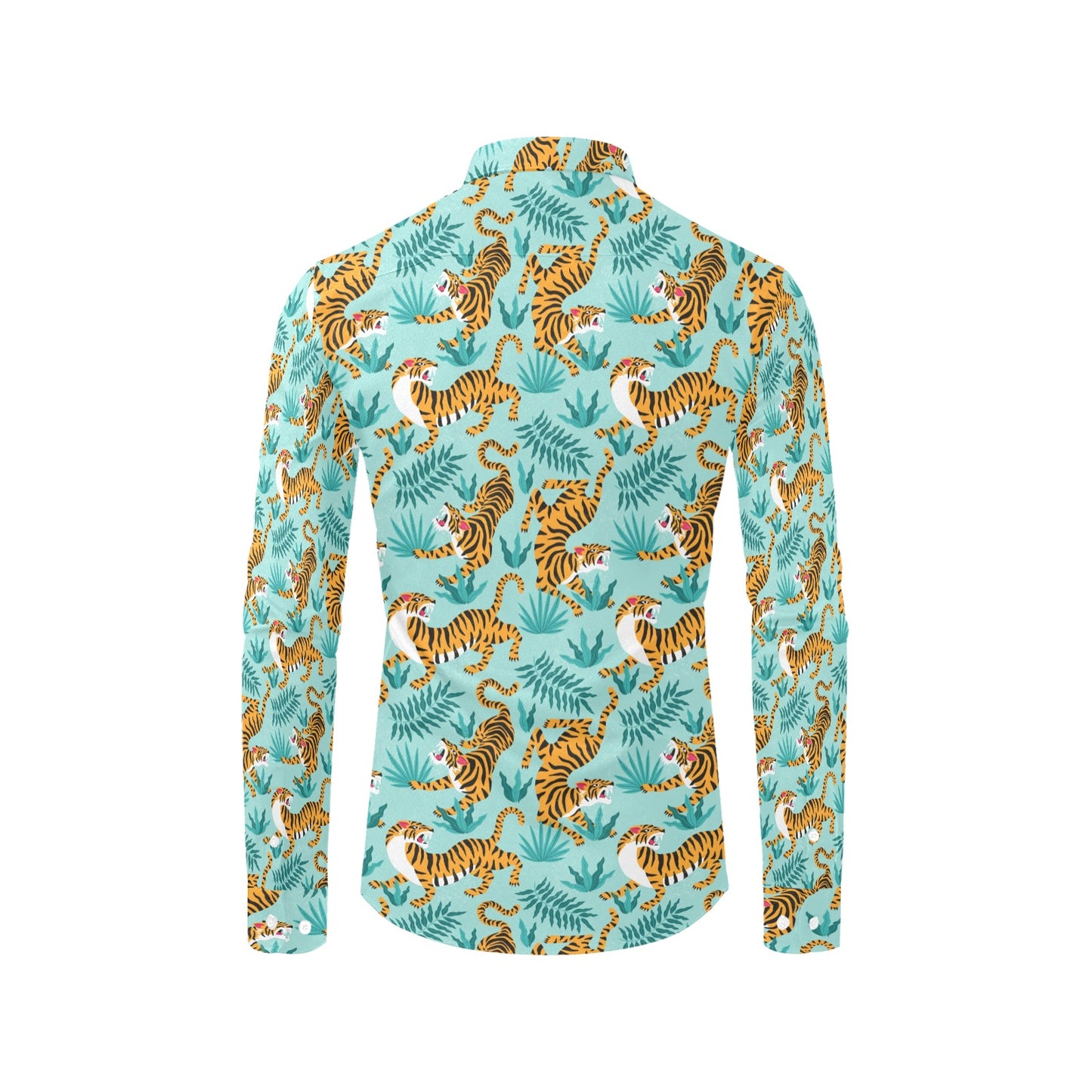 Tiger Print Design LKS304 Men's Long Sleeve Dress Shirt