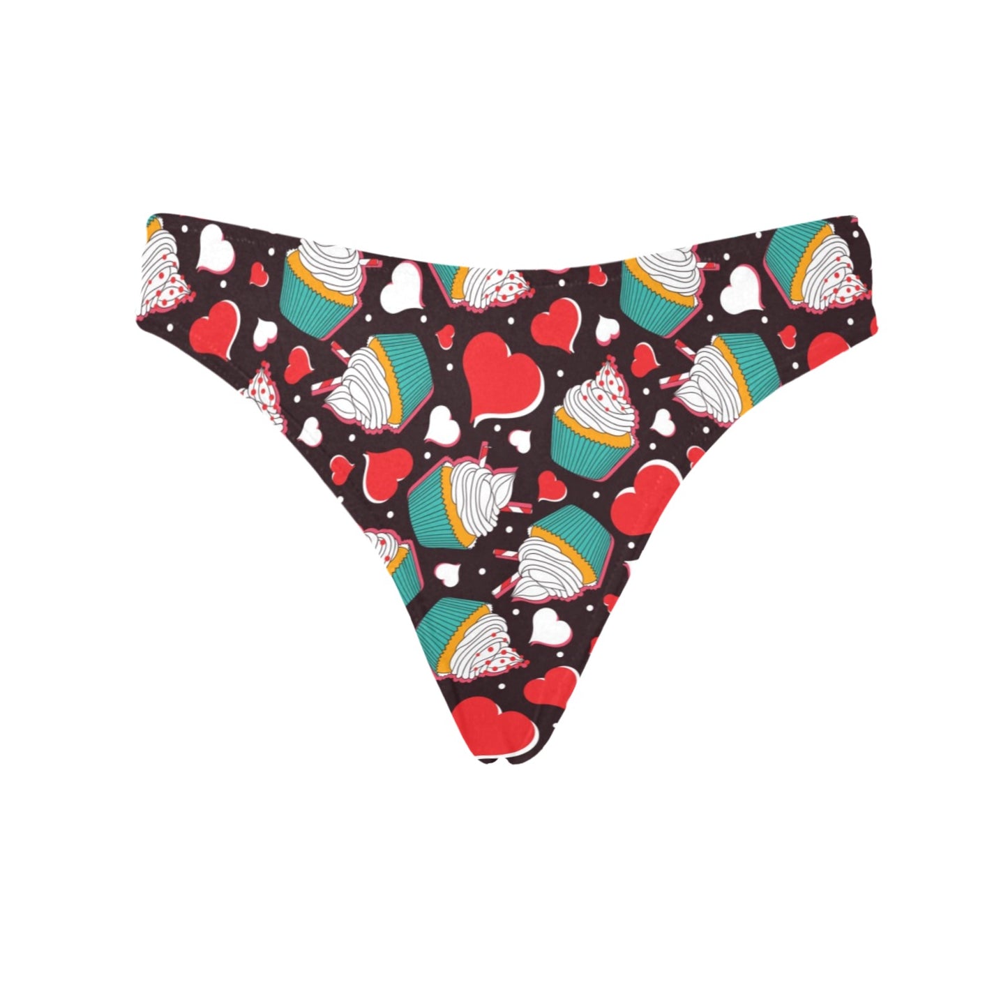 Cupcakes Heart Print Pattern Women's Thongs