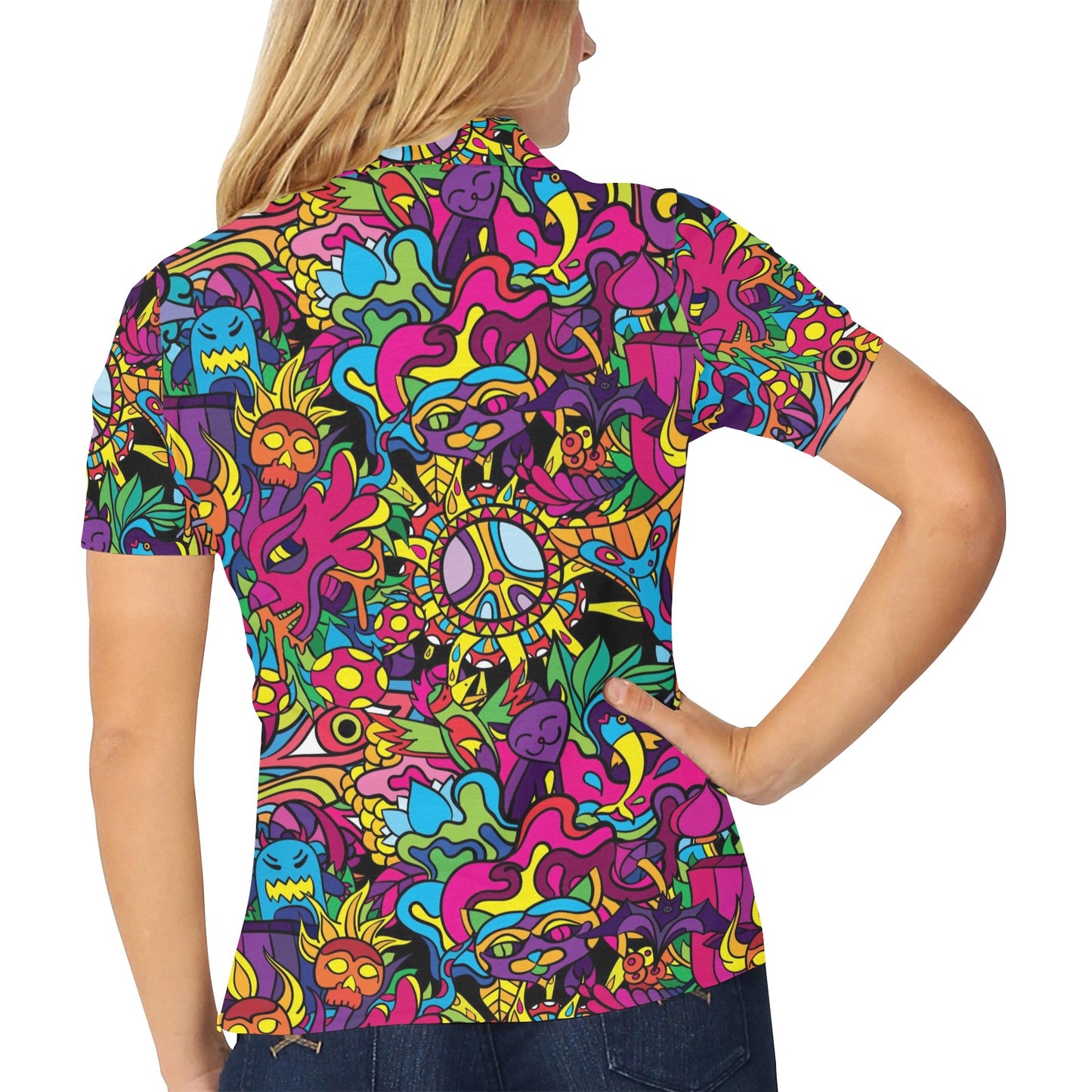 Trippy Print Design LKS304 Women's Polo Shirt