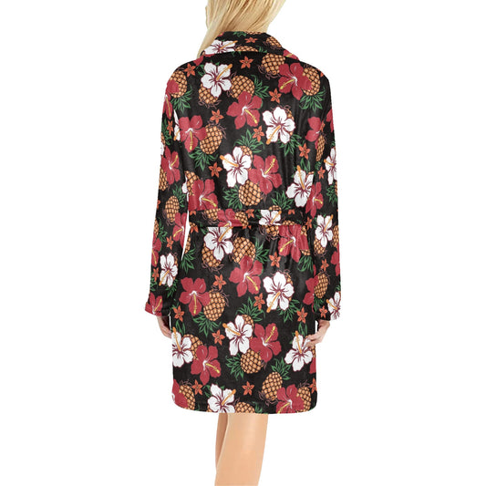 Hawaiian Themed Pattern Print Design H013 Women's Fleece Robe