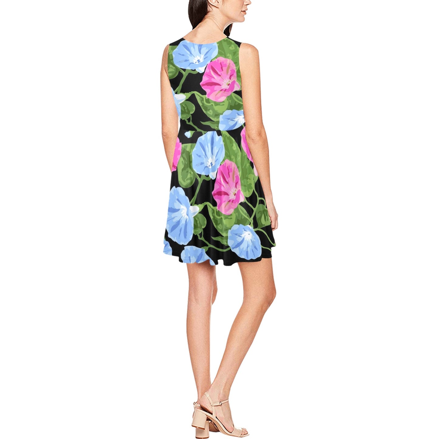 Morning Glory Pattern Print Design MG04 Sleeveless Dress