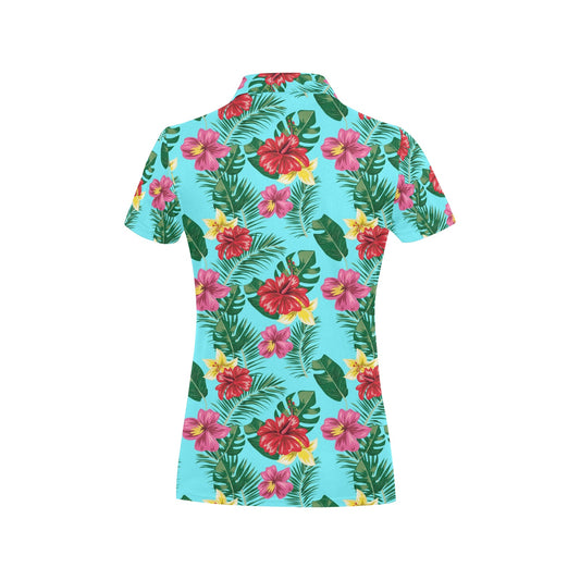 Hibiscus Hawaiian Flower Women's Polo Shirt