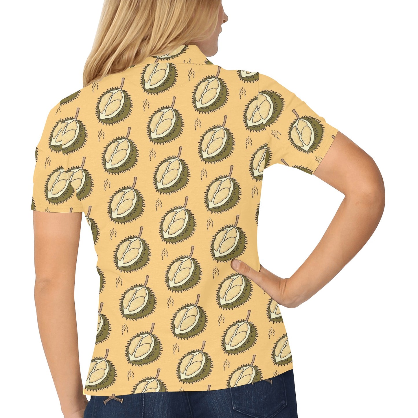 Durian Pattern Print Design DR02 Women's Polo Shirt