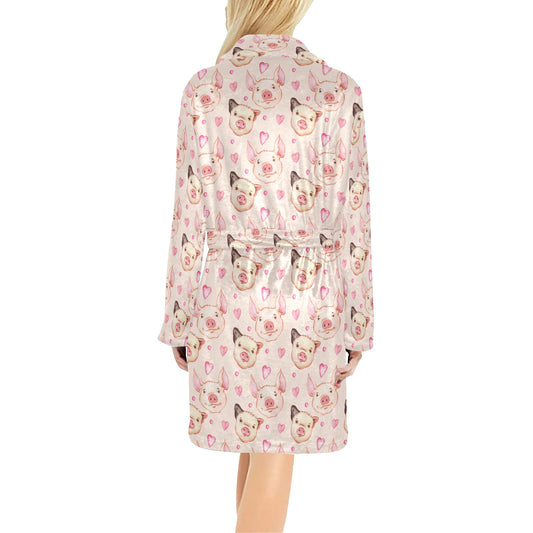 Pig Print Design LKS406 Women's Fleece Robe