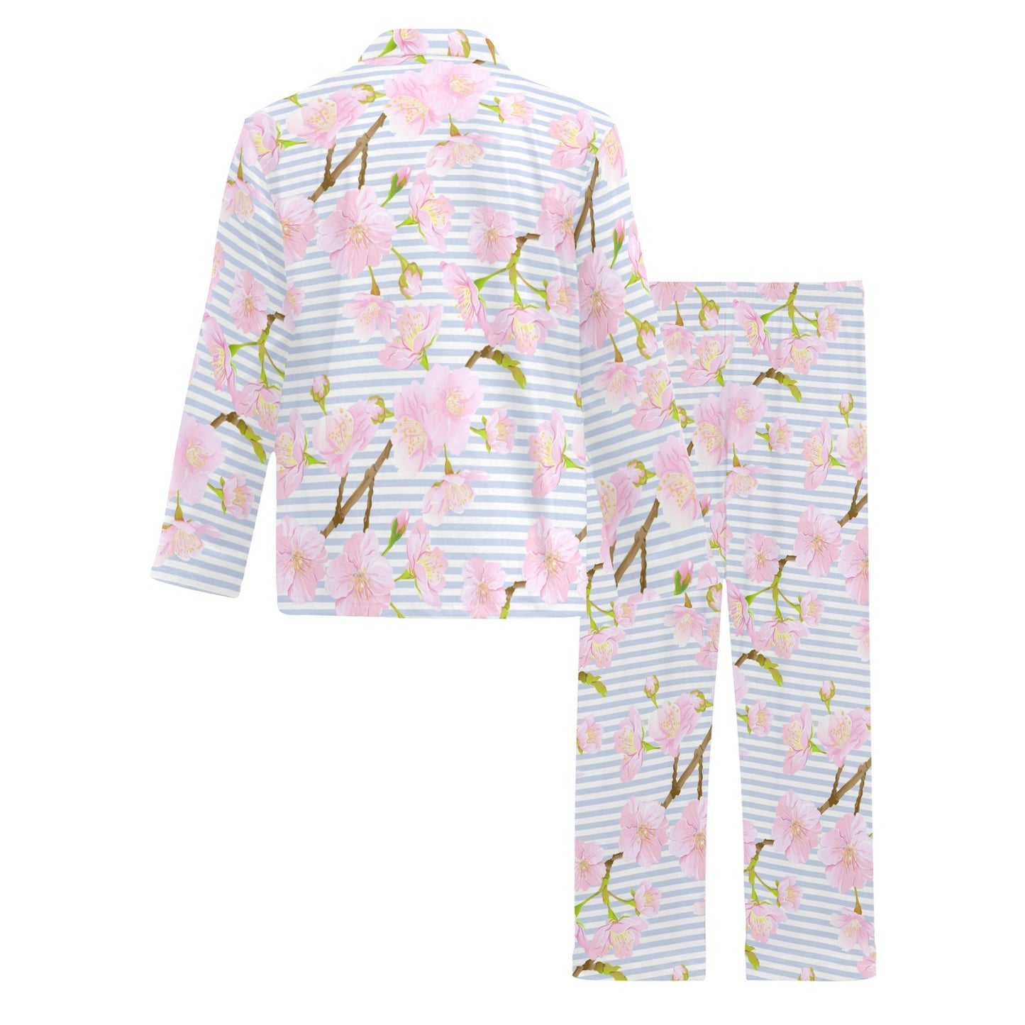 Pink Cherry Blossom Sakura Men's Long Pajama Set