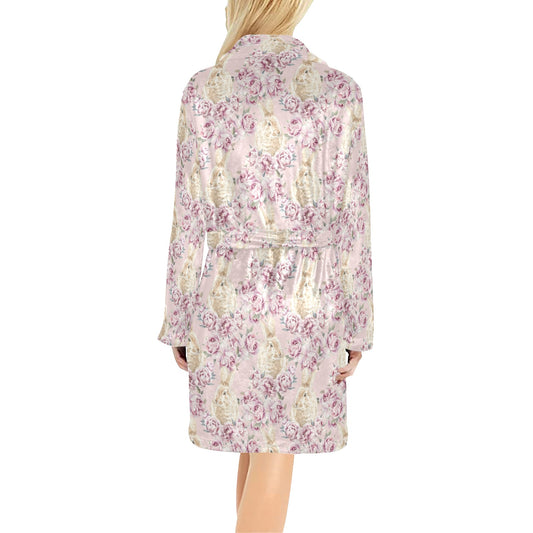 Rabbit Print Design LKS403 Women's Fleece Robe