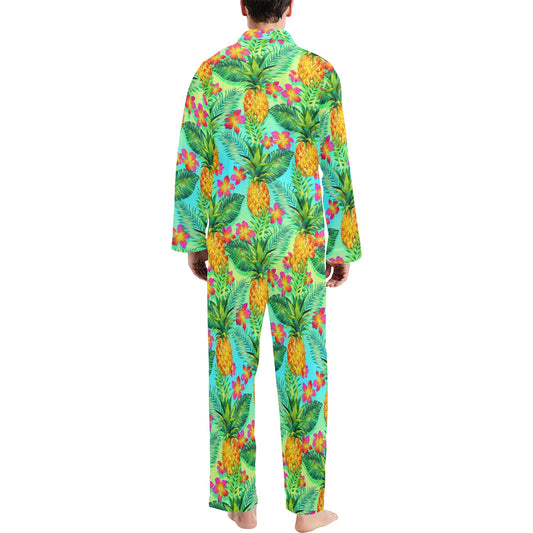 Pineapple Pattern Print Design PP010 Men's Long Pajama Set