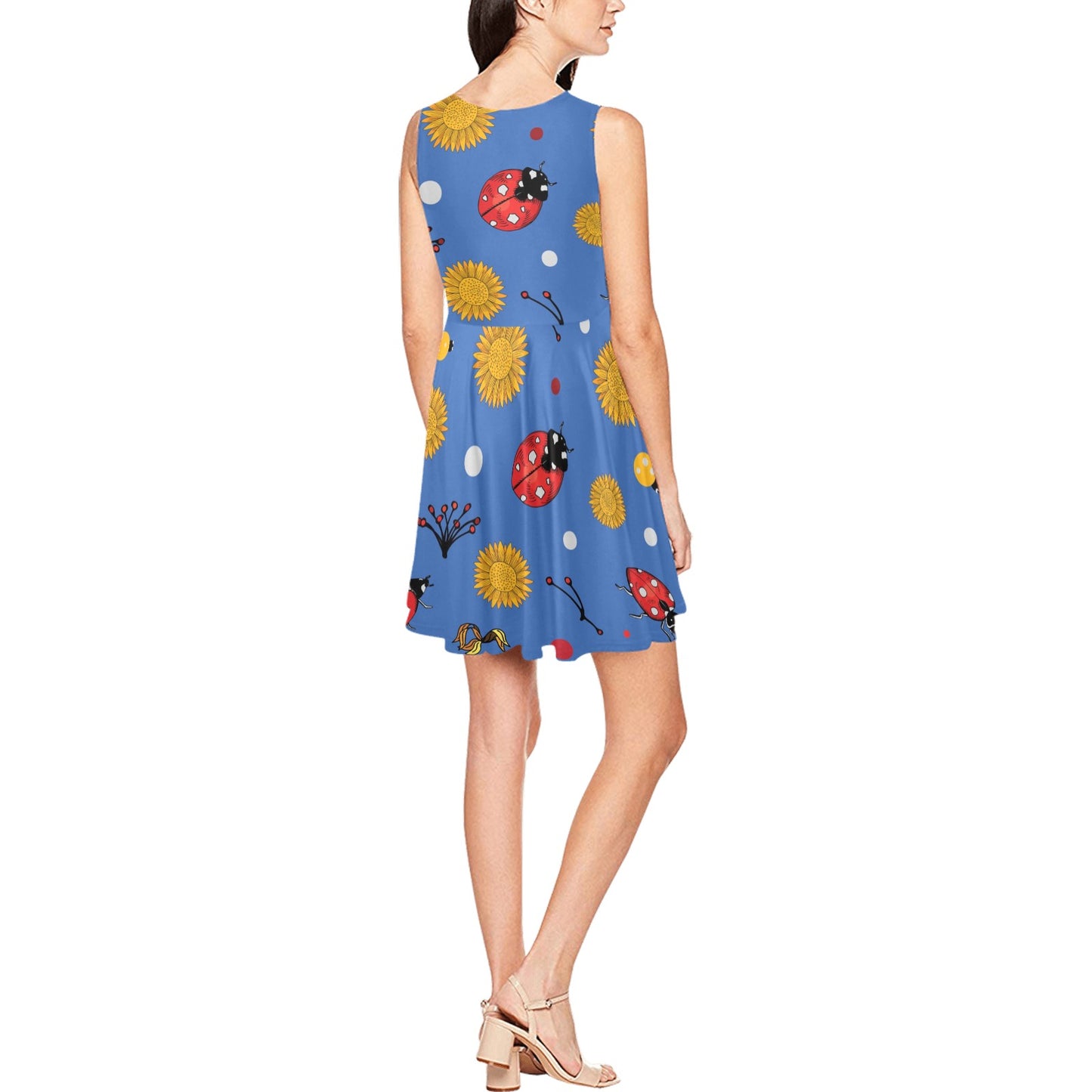 Ladybug Pattern Print Design 05 Sleeveless Dress