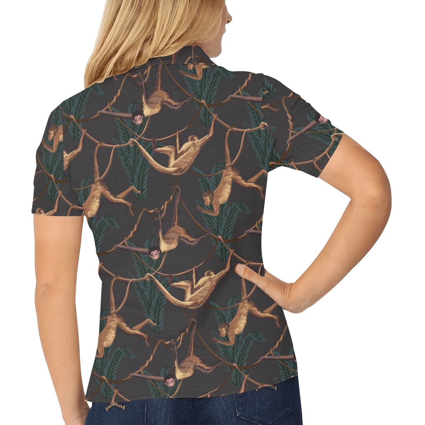 Monkey Pattern Print Design 02 Women's Polo Shirt
