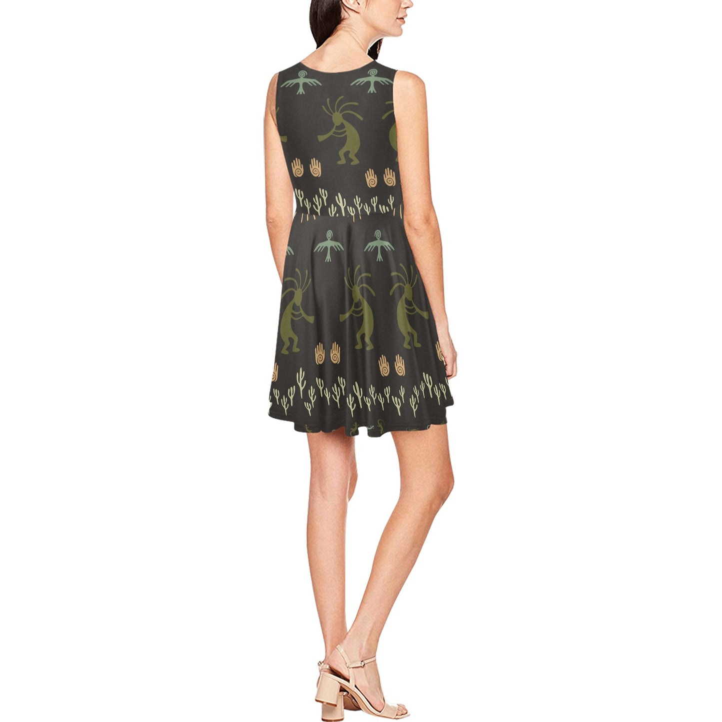 Mayan Pattern Print Design 04 Sleeveless Dress
