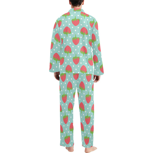 Strawberry Pattern Print Design SB06 Men's Long Pajama Set