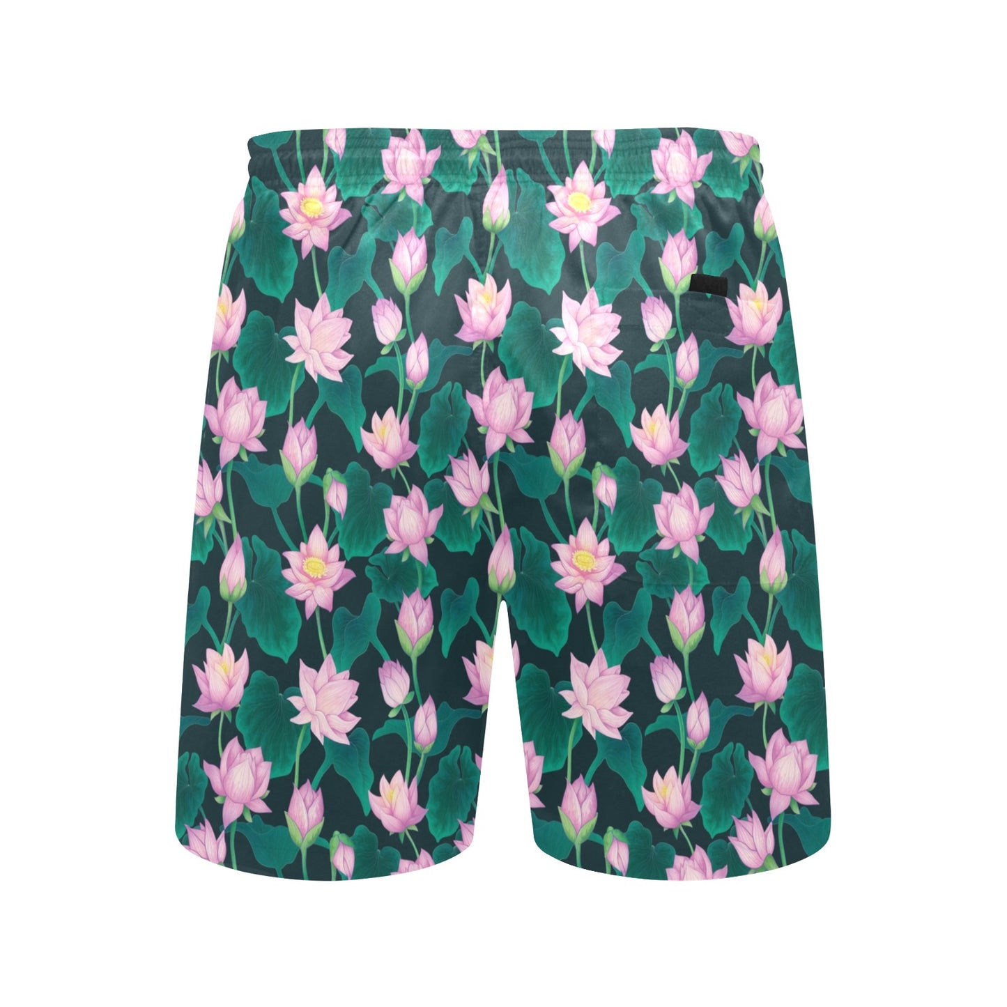 Water Lily Print Design LKS302 Men's Swim Trunks Beach Shorts