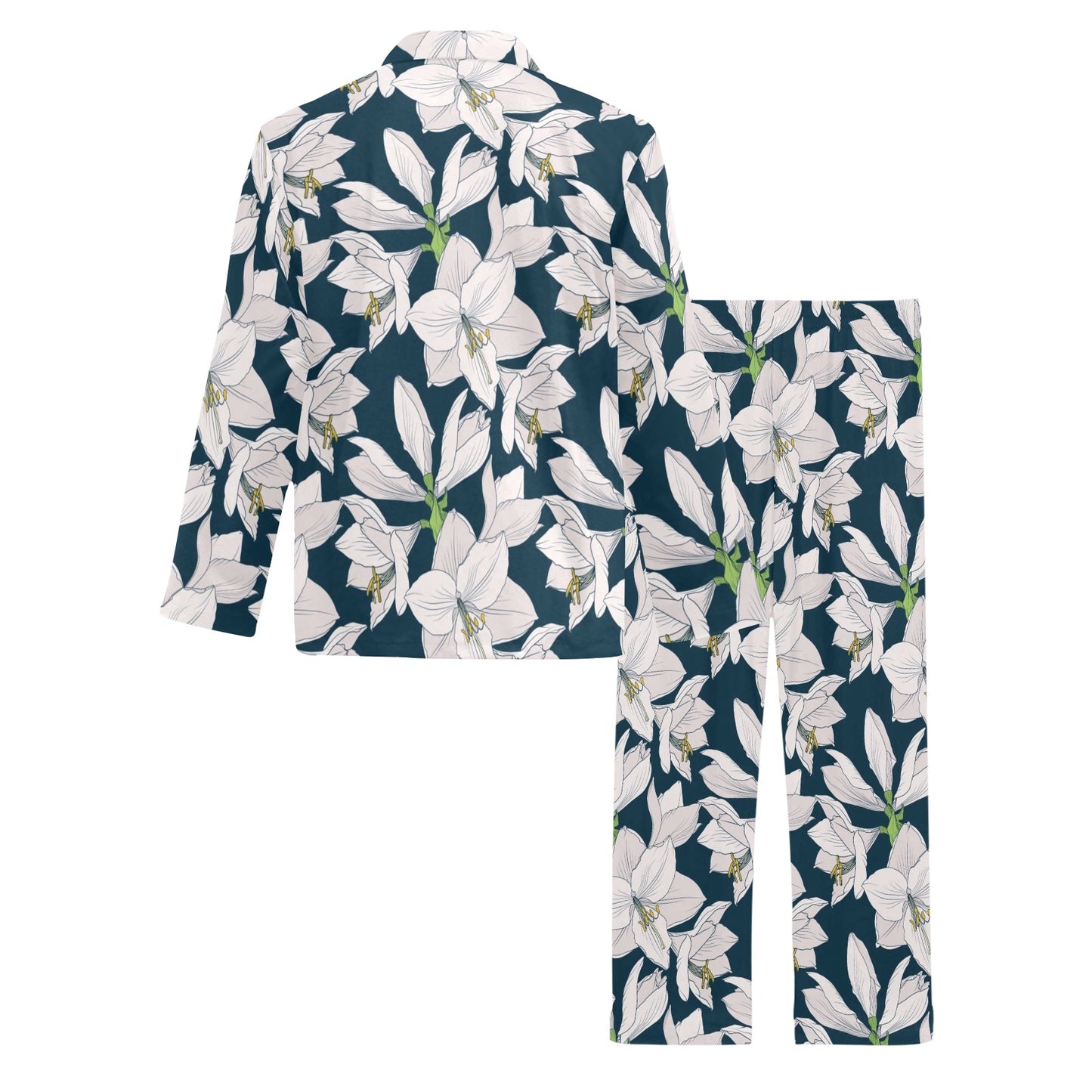 Amaryllis Pattern Print Design AL02 Men's Long Pajama Set