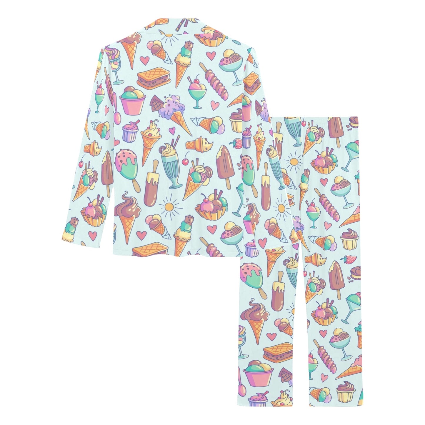 Ice Cream Pattern Print Design IC02 Women's Long Pajama Set