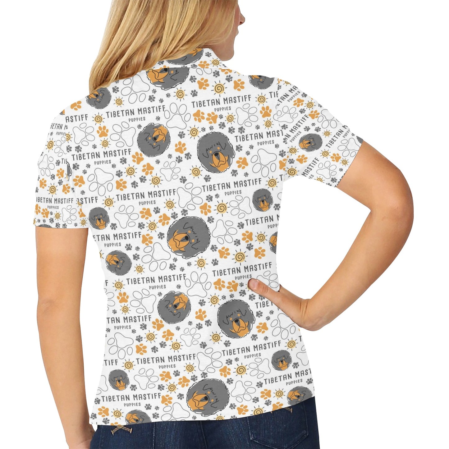 Tibetan Mastiffs Print Design LKS302 Women's Polo Shirt