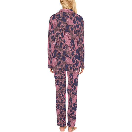 Octopus Pattern Print Design A03 Women's Long Pajama Set