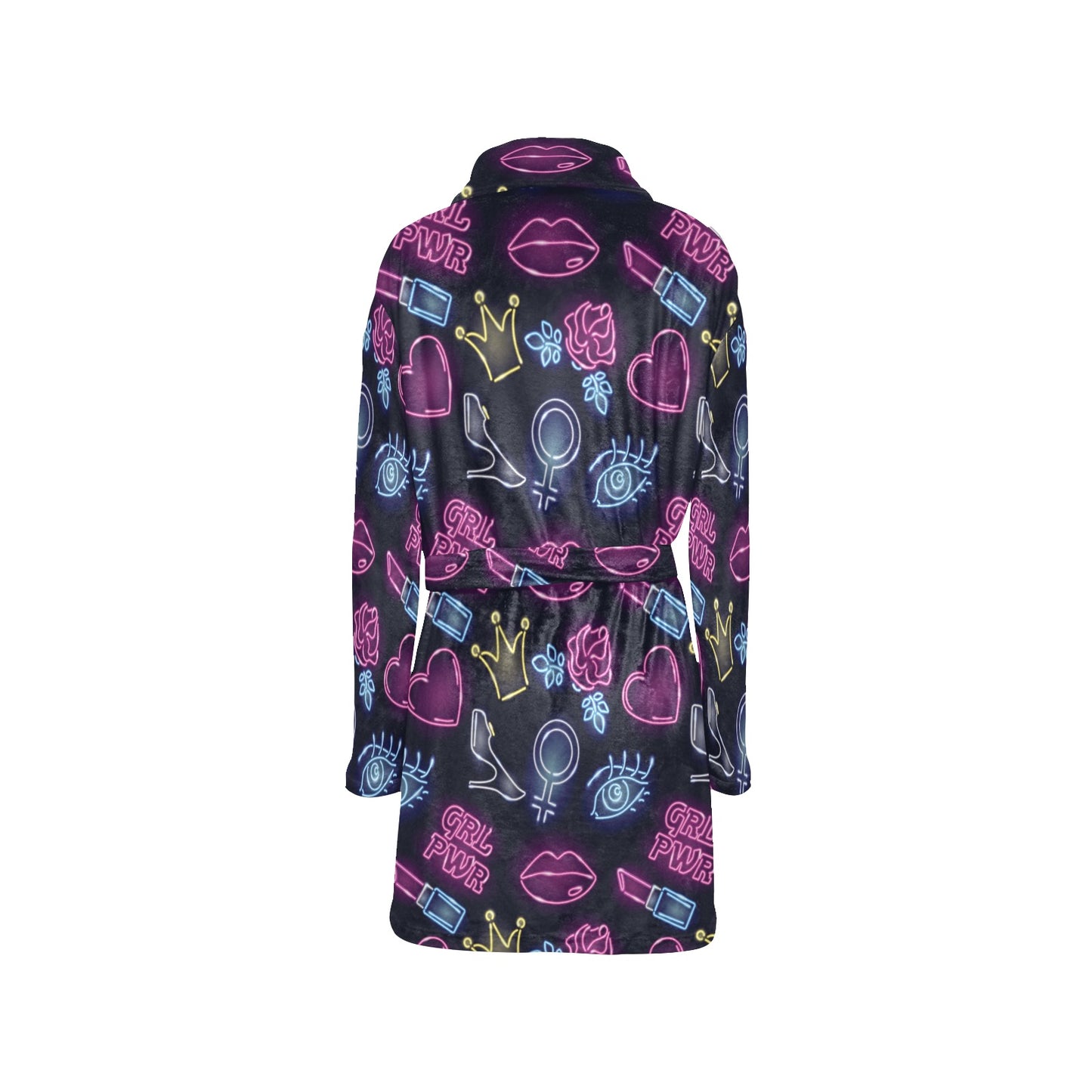 Lipstick Neon Pattern Print Design 02 Women's Fleece Robe