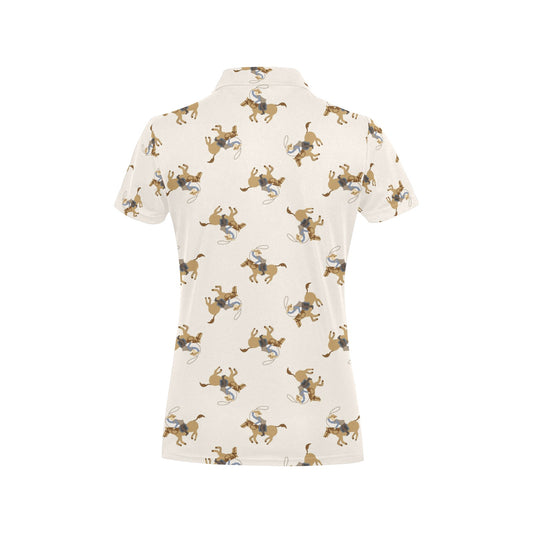Cowboy Pattern Print Design 01 Women's Polo Shirt