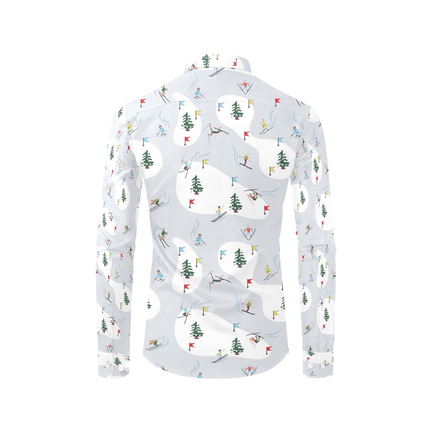 Ski Print Design LKS305 Men's Long Sleeve Dress Shirt