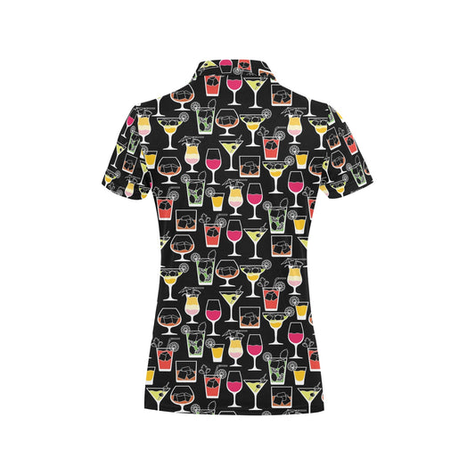 Cocktail Pattern Print Design 01 Women's Polo Shirt