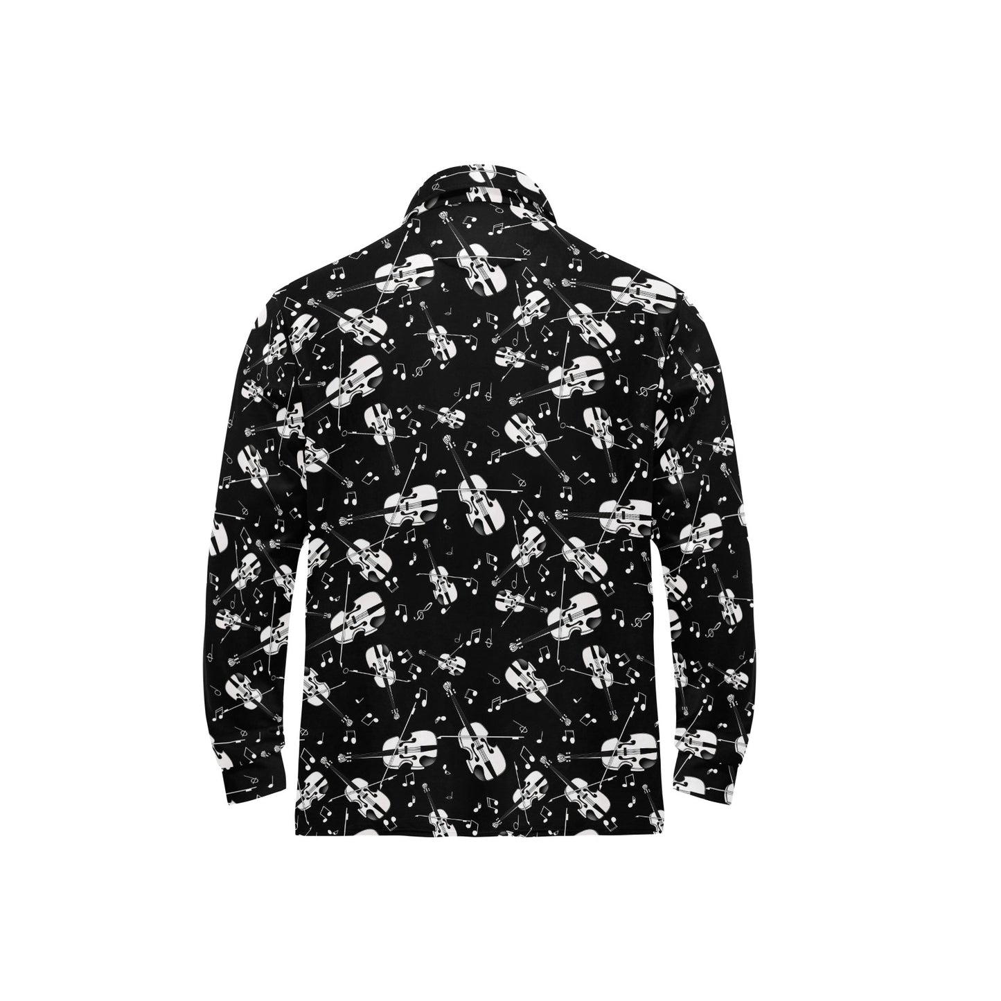Violin Print Design LKS404 Long Sleeve Polo Shirt For Men's