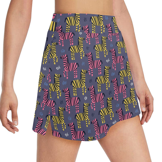 Zebra Print Design LKS303 17" Golf & Pickleball Skort with Pockets