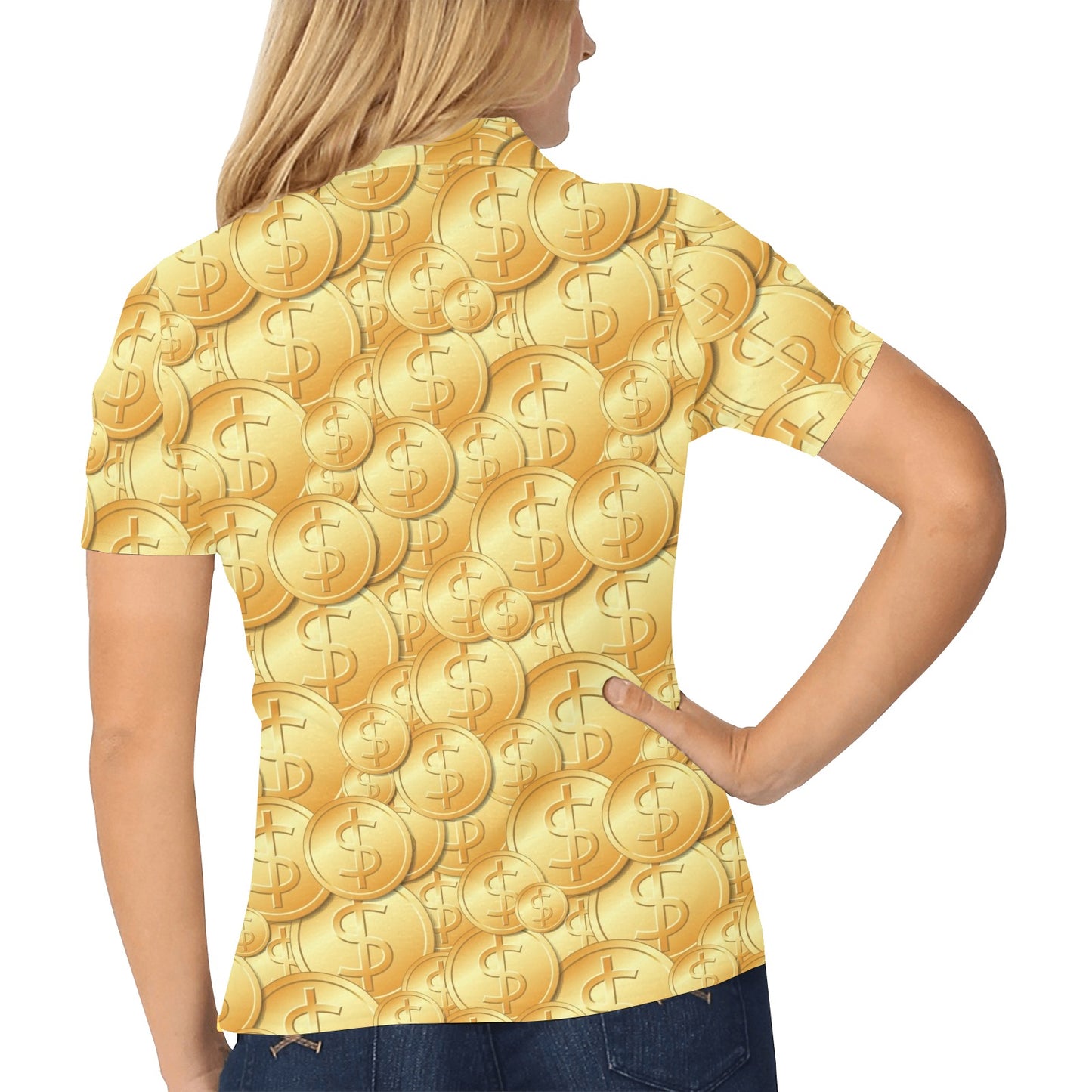 Dollar Pattern Print Design DO03 Women's Polo Shirt