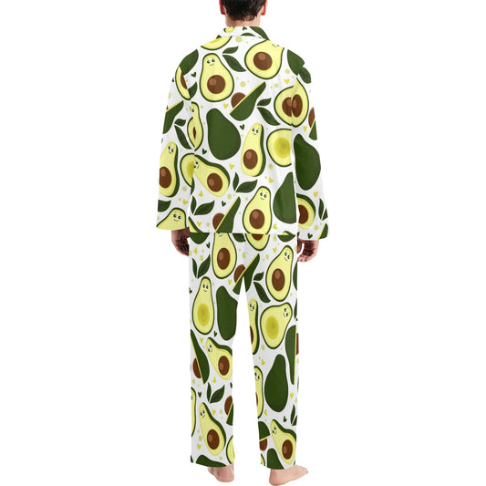 Avocado Pattern Print Design AC06 Men's Long Pajama Set