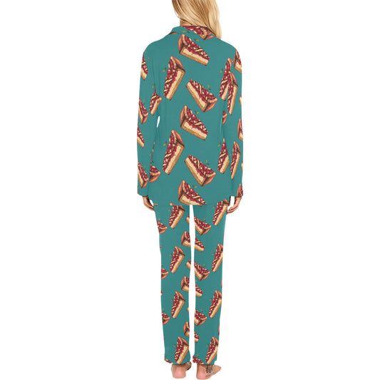 Cheesecake Cherry Pattern Print Design CK03 Women's Long Pajama Set